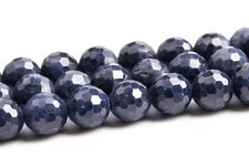 6-7MM Natural Deep Blue Sapphire Beads Grade AA Micro Faceted Round Loose Beads