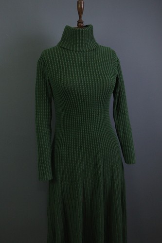 ANTONINO VALENTI grünes Langarm Viskose Viskose Bodycon Pullover Kleid Gr. 44 - Bild 6 von 15