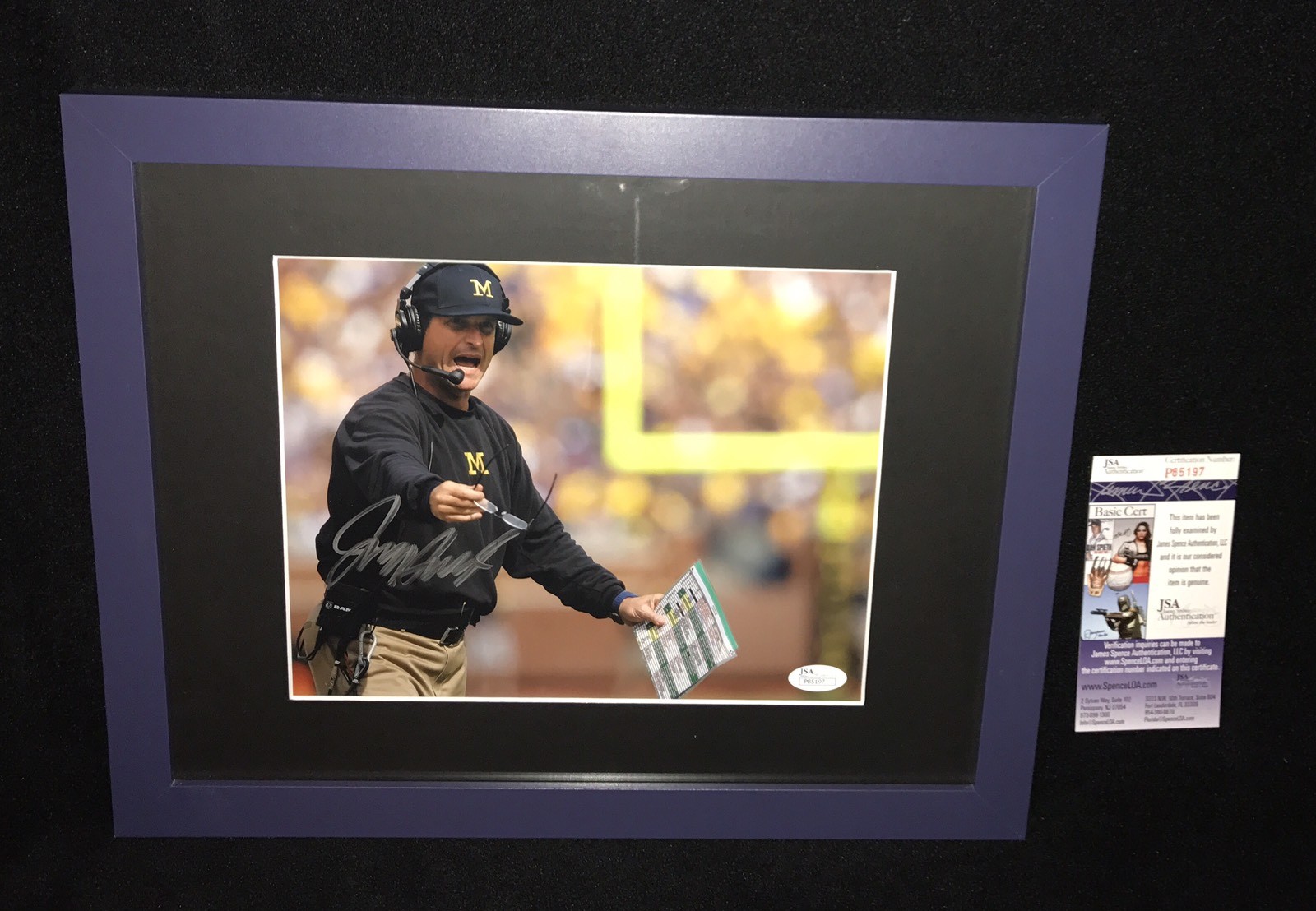 Jim Harbaugh Autographed Signed Michigan Wolverines FRAMED & MATTED 8x10 PHOTO JSA AUTHENTIC 