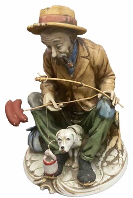Vintage C8691 D Arte Napcoware Porcelain Old Man With Dog Figurine *N