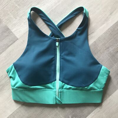 Fabletics No-Bounce Front Zip High Neck Colorblock Activewear Sports Bra XS