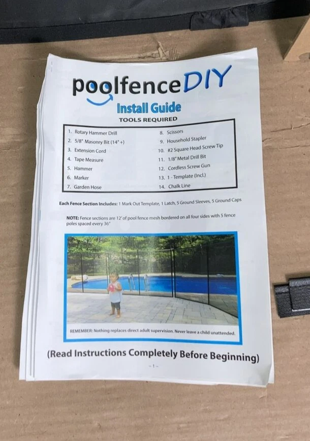 Kit de valla de piscina salvavidas hágalo usted mismo, 4 x 12 pies, negro sin mangas de cubierta Foto 2 de 4