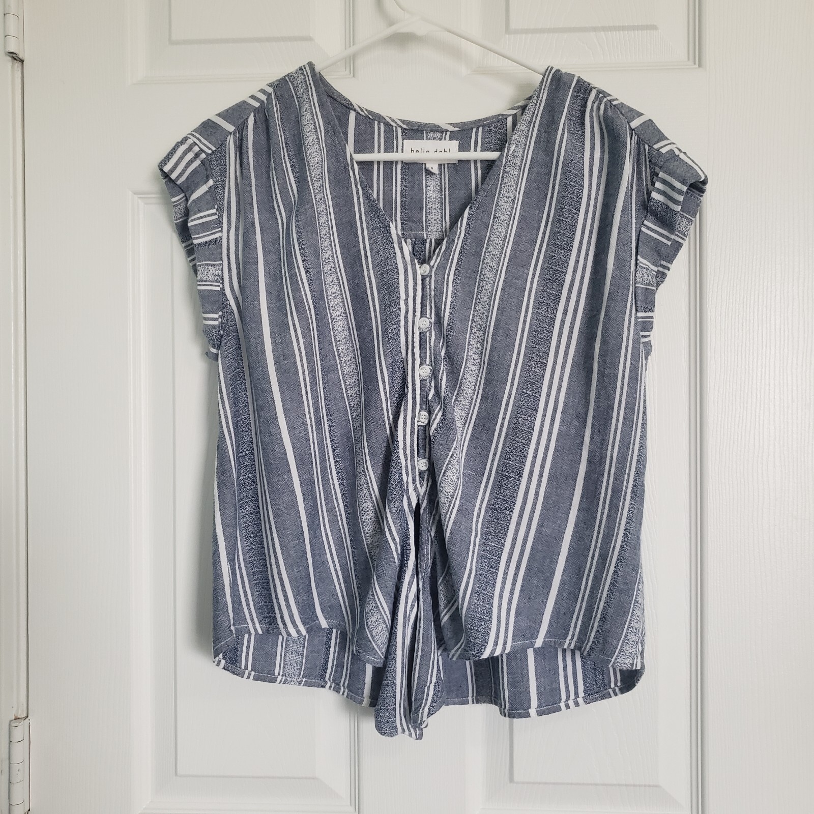 Bella Dahl Boho Cropped Linen Blend Tie Front Top Size S 70s Cottagecore Style  