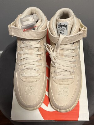 Size 10.5 - Stussy x Nike Air Force 1 Mid Fossil for sale online
