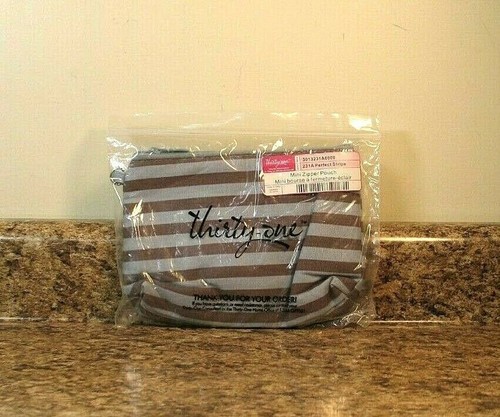 Thirty One Mini Zipper Pouch Perfect Stripe Design NEW - 第 1/3 張圖片