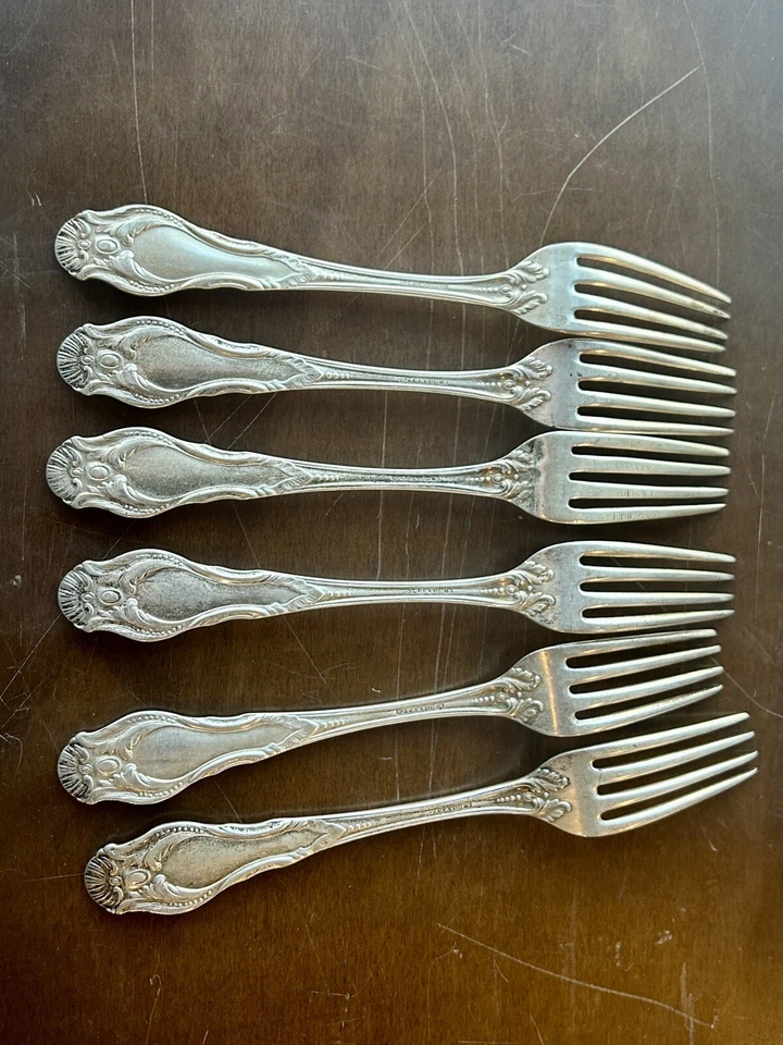 Antiguo juego de tenedores Imperio de plata para monedas de Estados Unidos de 1850-6. Por S. HOARD & Co. Philo Gilbert Foto 3 de 4