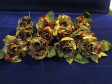 Millinery Flower Rose Collection 12pc Lot Earth Tones w/Velvet 4" Km8a