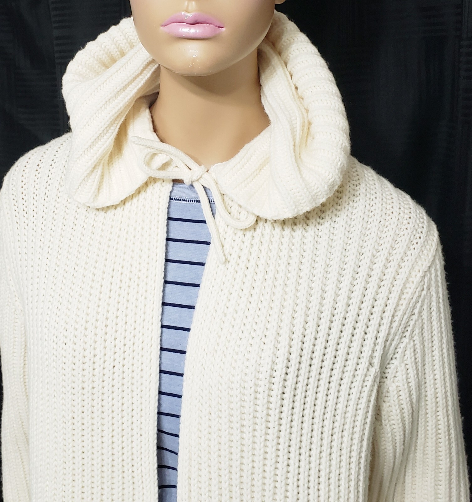 GAP Women's size M/L Long Sweater Coat Cardigan Duster WOOL Blend Cream