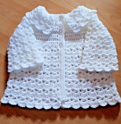 Handgefertigte handgehäkelte Baby DK Kragen Matinee Mantel/Jacke/Cardigan 