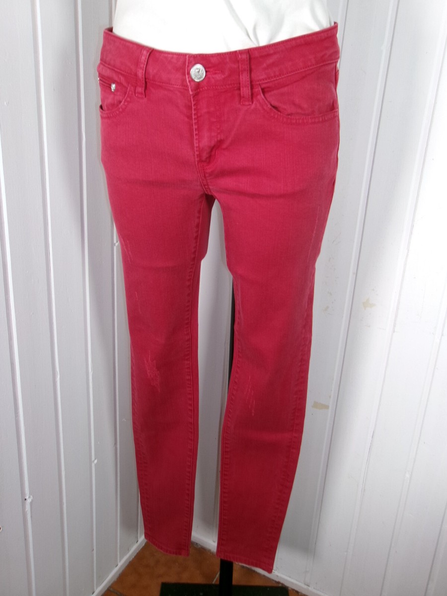 Pantalon jeans rouge taille basse skinny stretch THE KOOPLES W28
