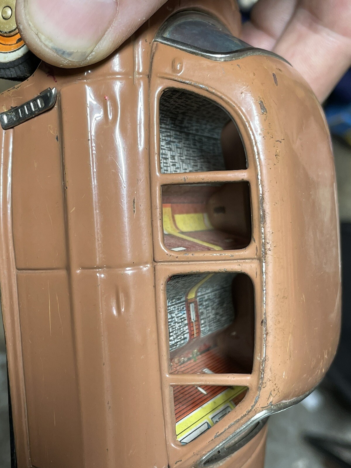 VINTAGE RENAULT DAUPHINE TIN TOY CAR FRICTION VEHICLE JAPAN BANDAI 8