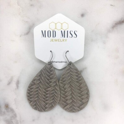 Stonewashed Gray Weaved Earrings - Mod Miss Jewelry