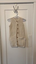 VTG Handmade Crochet Sweater Vest Granny Chic Cream Sz Small Boho Cottagecore
