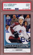 2017-18 UPPER DECK ALEX KERFOOT YOUNG GUNS ROOKIE #209 PSA 9 RC UD YG 17-18