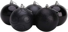 Christmas Concepts® Pack of 5-100mm Large Baubles - (Black) - (BA1005BK)