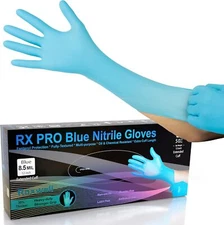 Raxwell Disposable Extended Cuff Nitrile Gloves | Heavy Duty Long Nitrile Gloves