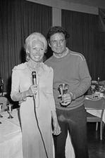 Janet Leigh and an unspecified man who holds a small trophy at the- Old Photo