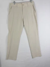 Huk Performance Fishing Pants Mens 34 Ivory Flat Front Chino Cotton Blend