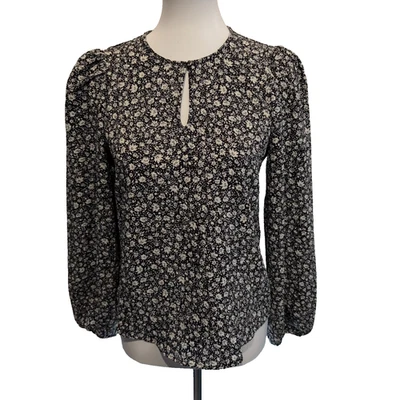 Haut Femme Vero Moda Taille XS Noir Fleuri Blanc Manches Bouffantes Neuf - Photo 1/4