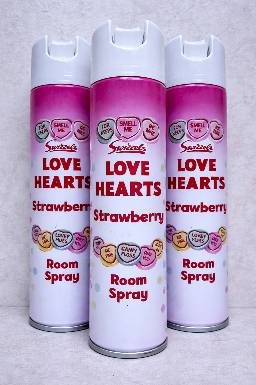 3 PACK SWIZZELS SWEETS ROOM SPRAY AIR FRESHNER LOVE HEARTS STRAWBERRY 300ml each