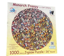 Jigsaw puzzle Animal Insects Monarch Frenzy round 1000 piece NEW Made in USA 26"