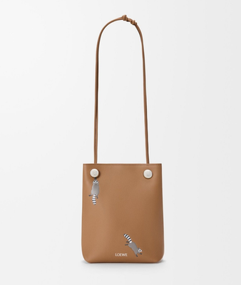Loewe x Suna Fujita Raccoon Pebble Pouch Nappa Calfskin Mocha