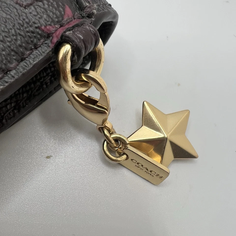 Coach Slim Envelope Wallet Stars Pink Brown/purple Gold Accents Charms 8”x3.5” - Image 4 of 4