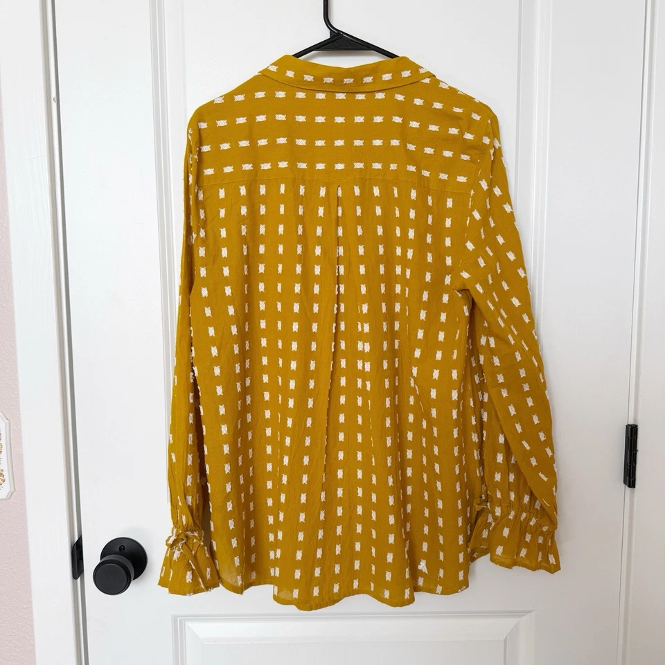 Garnet Hill Womens Boho Chic Tunic Top Size Medium Ruffle Sleeve Textured Artsy - Image 4 of 4