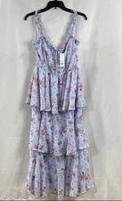 Francesca's Women's Blue Floral Sleeveless Summer Dress Size Medium