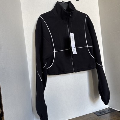 NEW Alo Yoga Polar Fleece Game Time Full Zip Jacket Black Athletic