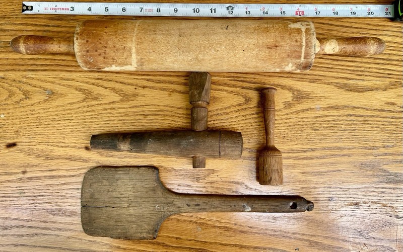 Primitive 1800’s Solid Wooden Rolling Pin, Butter Paddle, Beer Tap, Kitchen Tool