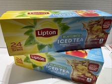 Lipton Decaffeinated Iced Tea 24 Family Size Tea Bags Lot of TWO Boxes New
