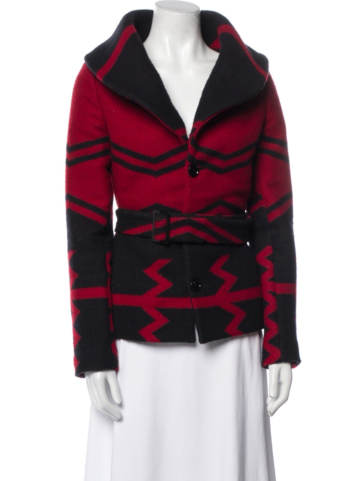Ralph Lauren Purple Label Archive Wool Coat Red Black Belted Made USA size 10