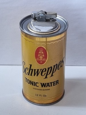Tischfeuerzeug Dose Schweppes Tonic Water 70er 80er Jahre Illinois, 12 cm