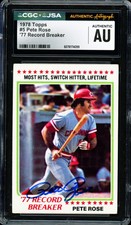 Pete Rose Autographed Signed 1978 Topps Card #5 Cincinnati Reds CGC x JSA