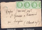FRANCE BAND OF 4 N°53 ON LETTER WITH SILENT STAR + CAD PARIS FROM 13/07/1874