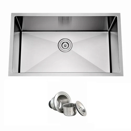 27 Inch Undermount 16 Gauge Stainless Steel Handmade Satin Finish Kitchen Sink