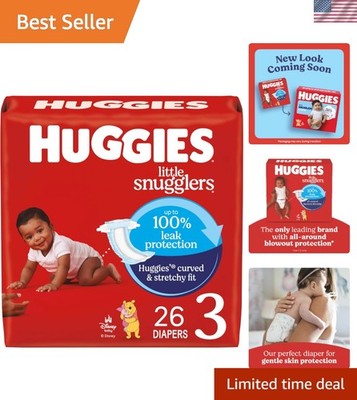 Huggies Size 3 Diapers, Little Snugglers Baby Diapers, Size 3 16-28 lbs, 26 C...