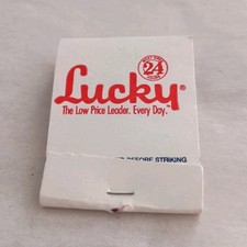Vintage Unstruck Matchbook Lucky Supermarket Grocery Store Lady Lee Made in USA