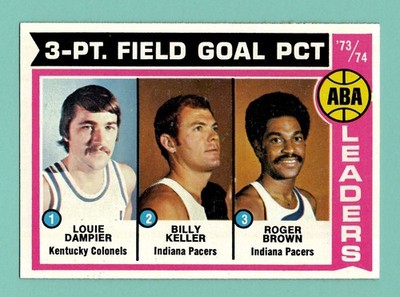 1974 Topps #209 3 Point Field Goal Pct Leaders NM Louie Dampier Keller Brown