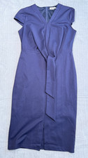 Grace Karin Navy Tie Front Sheath Midi Dress V Neck Career Office Women NWT