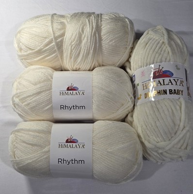 Lot of 4 skeins Himalaya Rhythm and Himalaya Dolphin Baby Cream