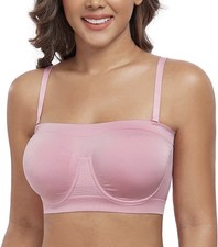 Women's Underwire Non Padded Multiway Stretchy Tube Top Bandeau Bra Size L