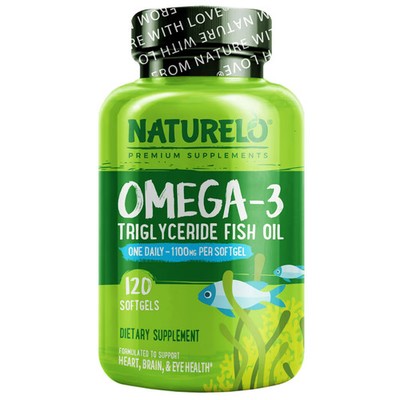 2 X NATURELO, Omega-3 Triglyceride Fish Oil, 1,100 mg, 120 Softgels