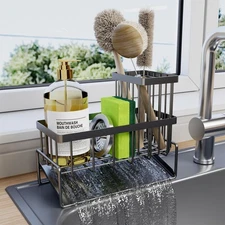 Sponge Holder for Kitchen Sink - Rustproof Sink Caddy with Brush Holder, Self...