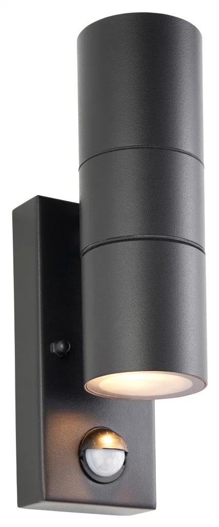 Outdoor Light Black Scope Double Spot IP65 Matt Photocell & PIR Saxby 121033