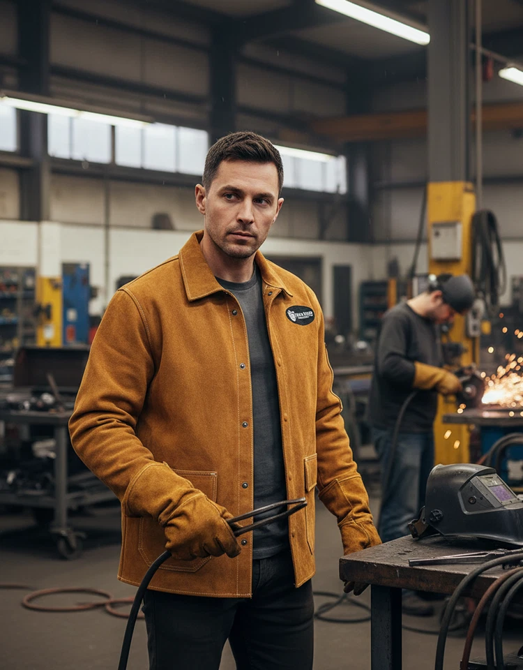 Flame Resistant Heavy Duty Cowhide Leather Welding Jacket - Image 2 of 4