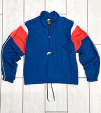 Nike Men s Colorblock Windbreaker Jacket Half Zip Mesh Lined Blue Red White M