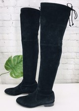 Stuart Weitzman Lowland EE. UU. 8,5 Negro Gamuza Sobre la Rodilla Botas Altas Zapatos