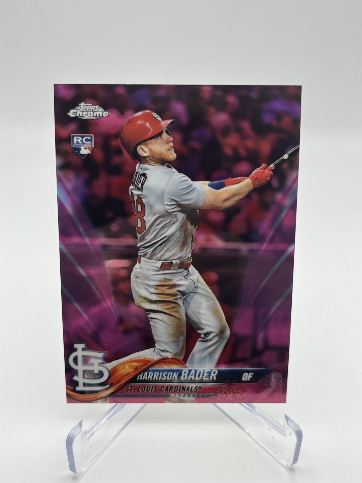 2018 Topps Chrome Pink Refractor Harrison Bader Cardinals 40 RC